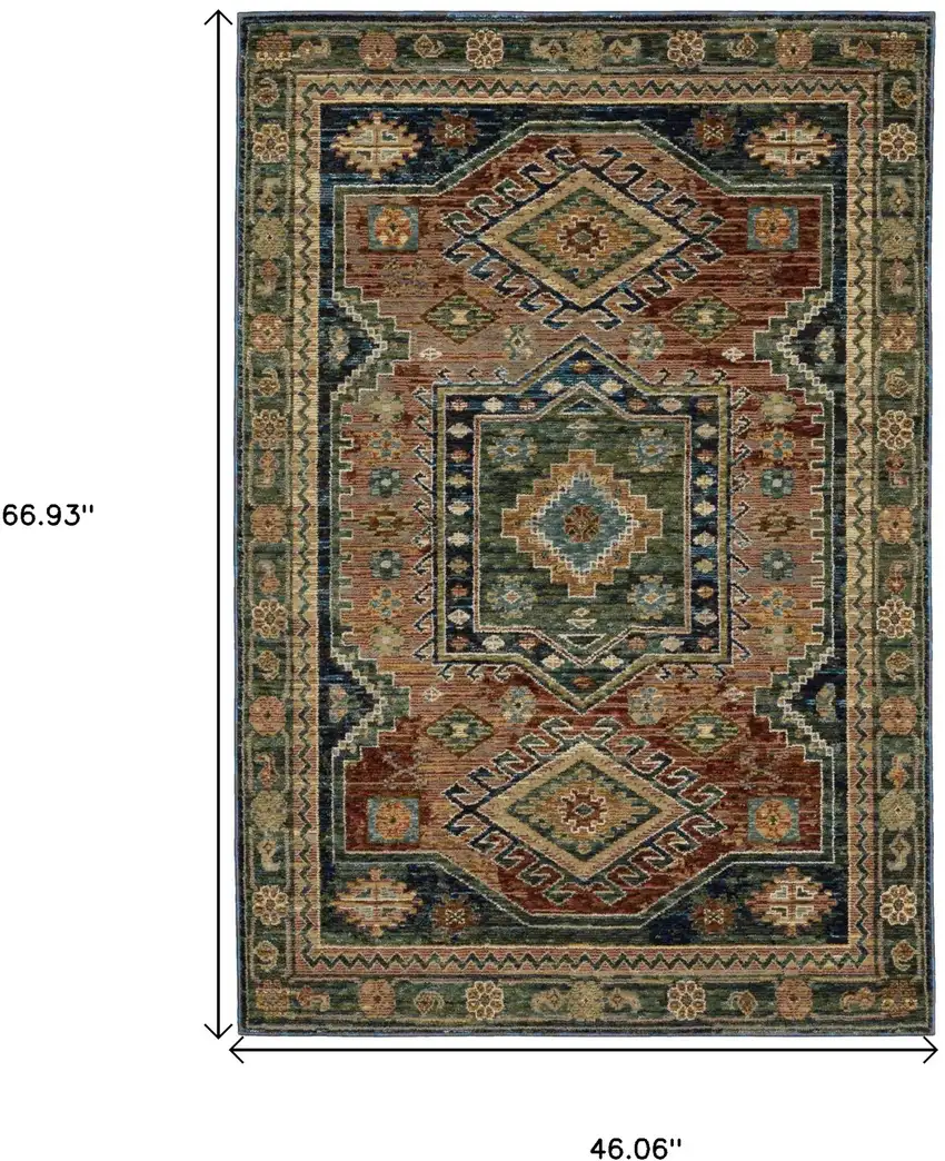 Blue Rust And Tan Tribal Area Rug Photo 3