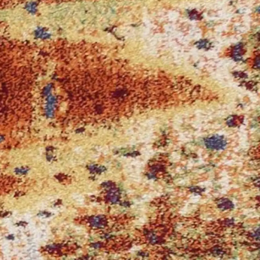 Blue Rust And Orange Abstract Area Rug Photo 7