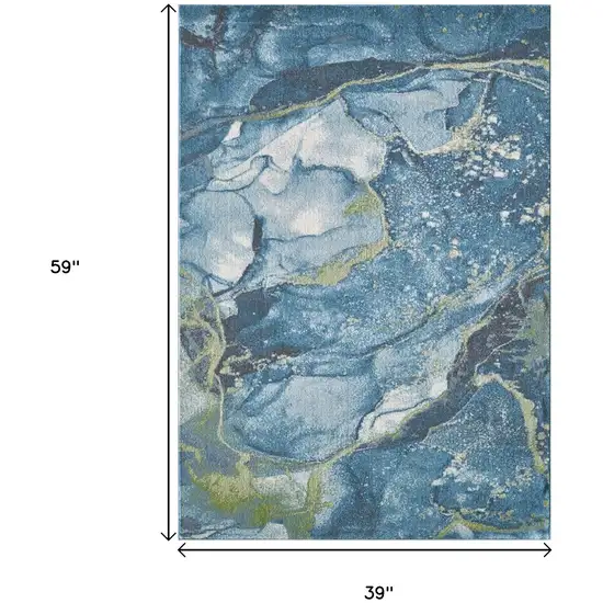 Teal Blue Abstract Area Rug Photo 9