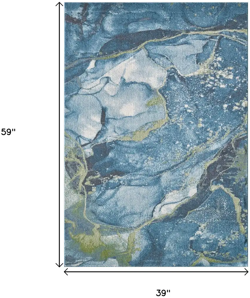 Teal Blue Abstract Area Rug Photo 9