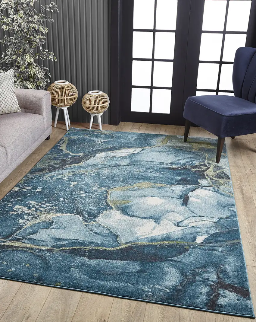 Blue Sage Abstract Stone Modern Area Rug Photo 6