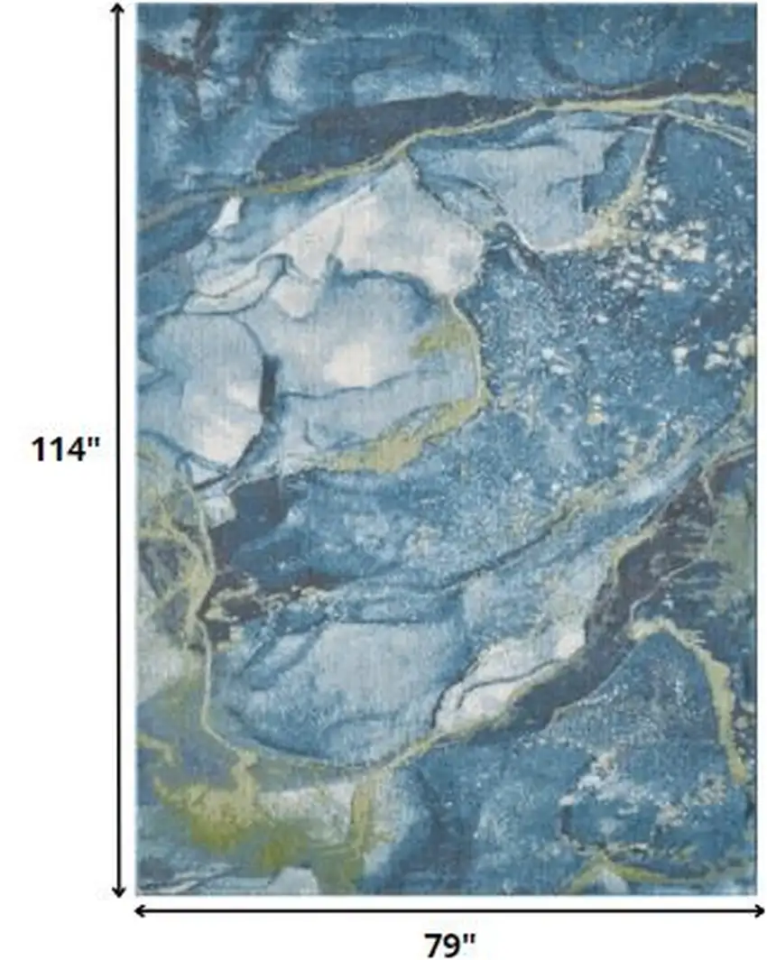 Teal Blue Abstract Area Rug Photo 3
