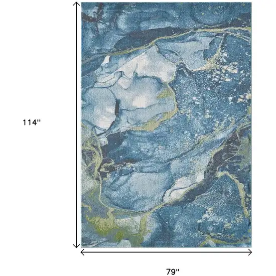 Teal Blue Green And Ivory Abstract Area Rug Photo 3