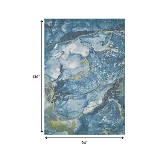 Teal Blue Abstract Area Rug Photo 3