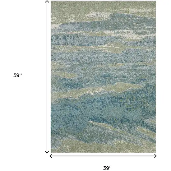 Blue and Green Abstract Area Rug Photo 9