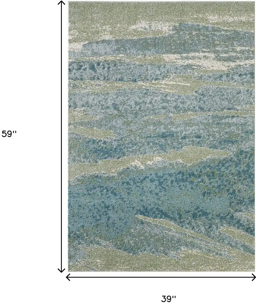 Blue and Green Abstract Area Rug Photo 9