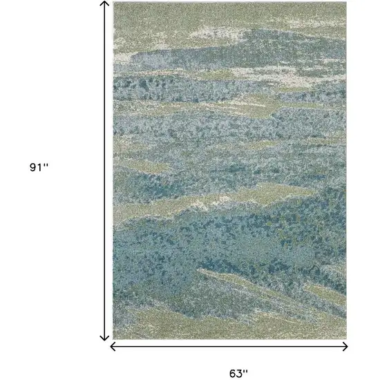 Blue And Green Abstract Area Rug Photo 3
