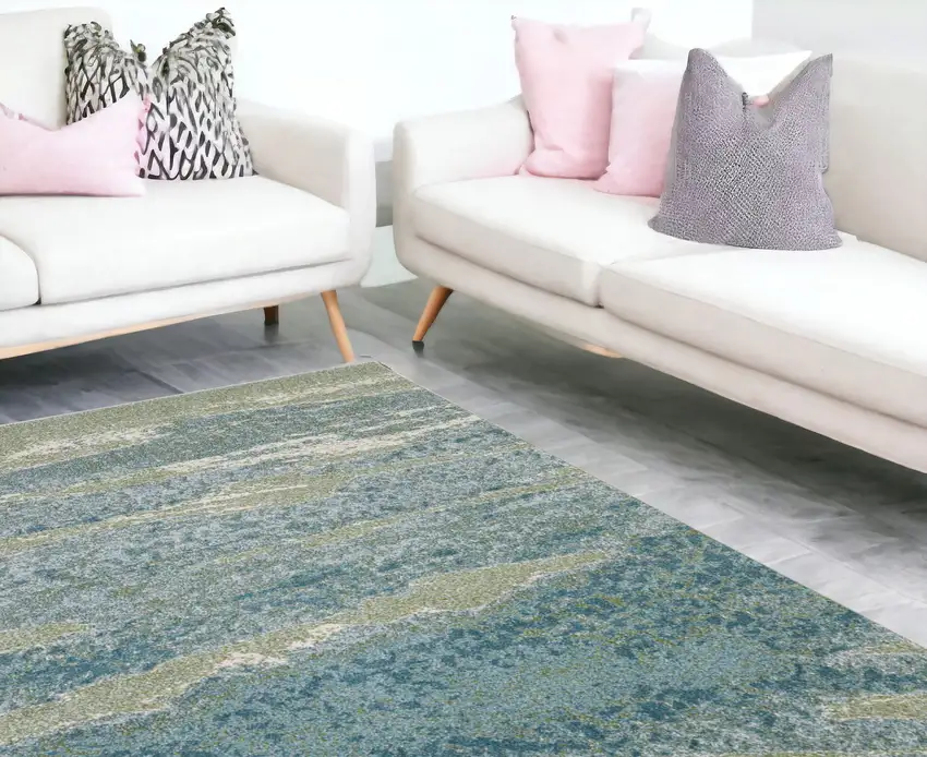 Blue Abstract Dhurrie Area Rug Photo 1