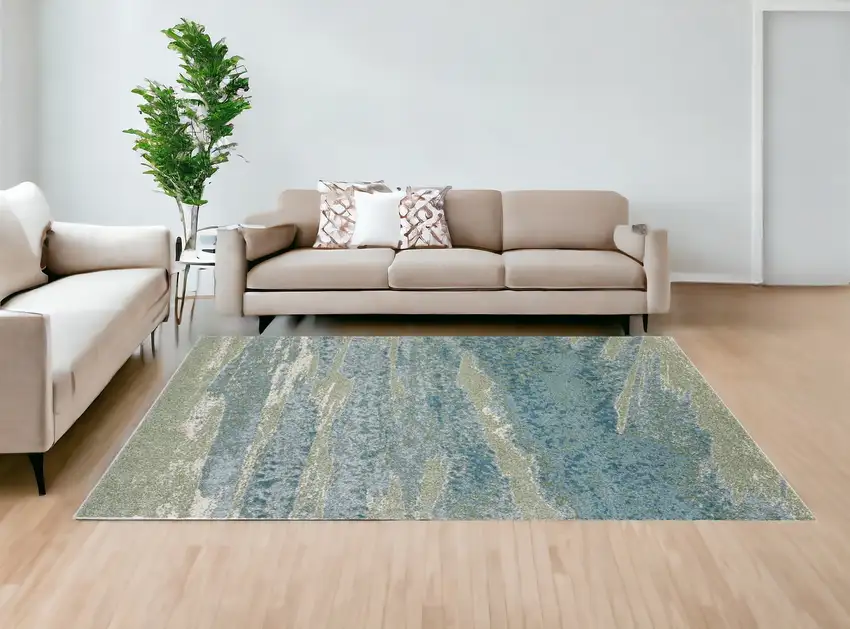 Blue Abstract Dhurrie Area Rug Photo 1