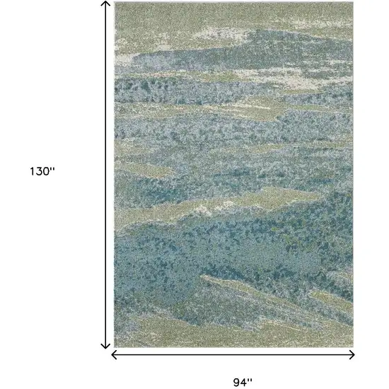 Blue And Green Abstract Area Rug Photo 3
