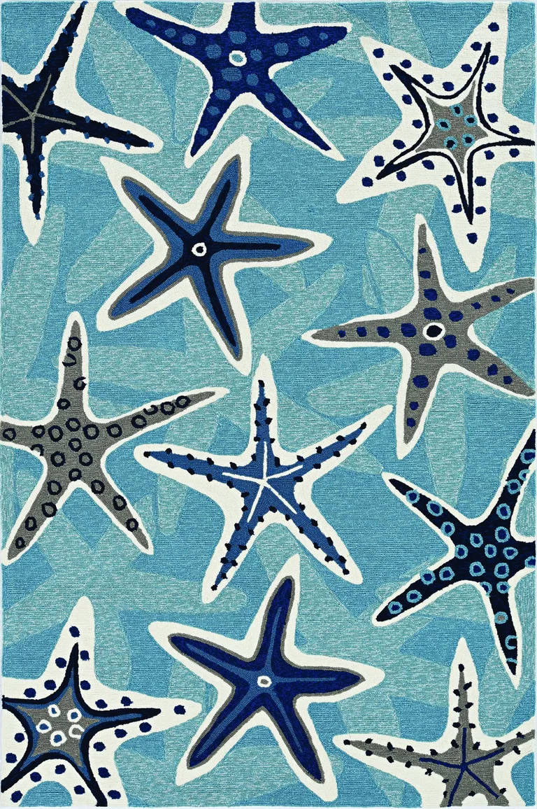 Blue Sand Dollar Indoor Outdoor Area Rug Photo 2