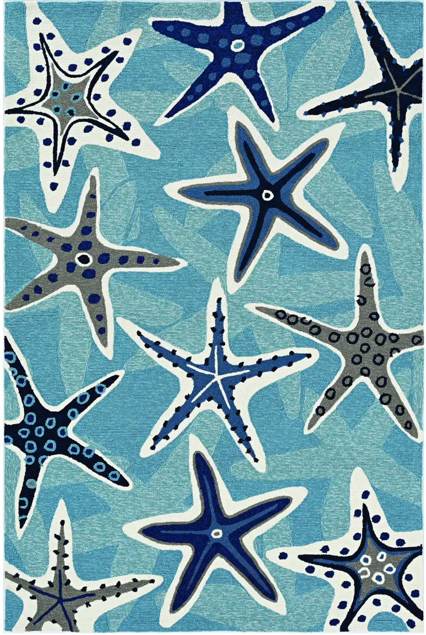 Blue Sand Dollar Indoor Outdoor Area Rug Photo 2