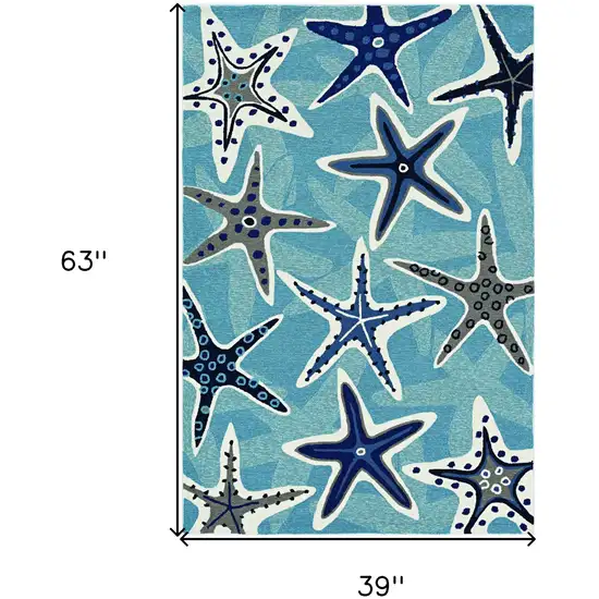 Blue Sand Dollar Indoor Outdoor Area Rug Photo 3