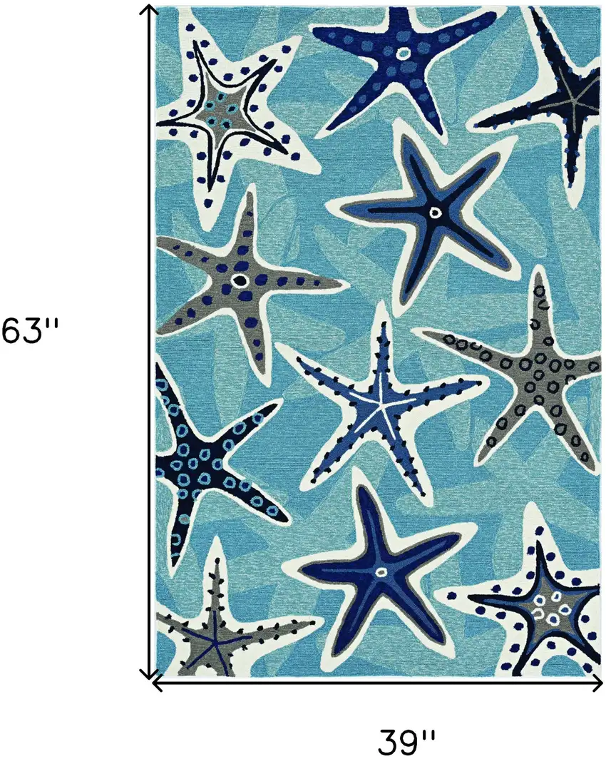 Blue Sand Dollar Indoor Outdoor Area Rug Photo 3