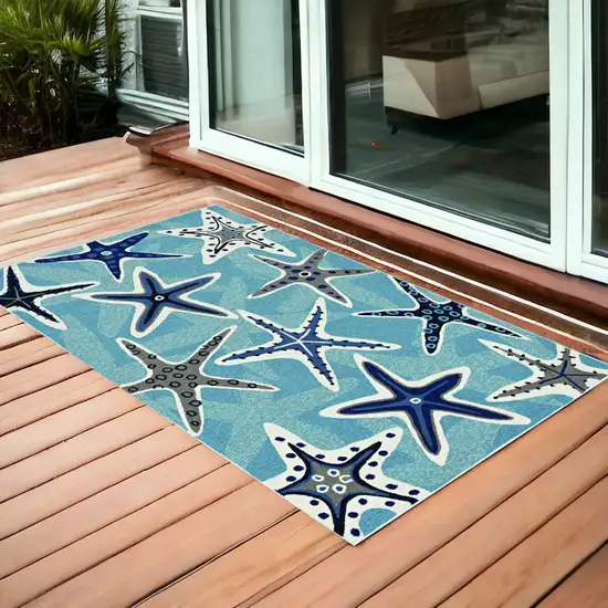 Blue Sand Dollar Indoor Outdoor Area Rug Photo 1