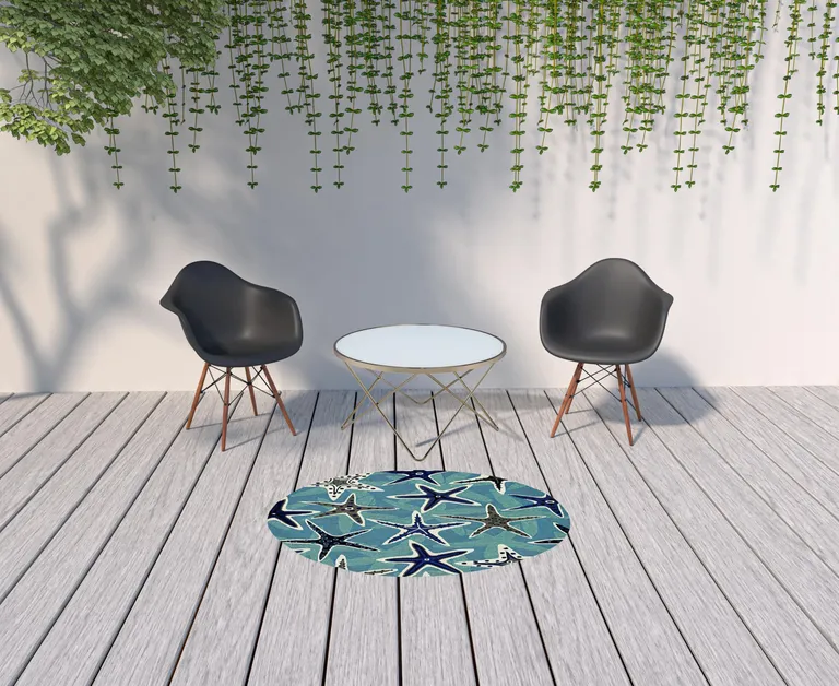 Blue Sand Dollar Indoor Outdoor Area Rug Photo 5