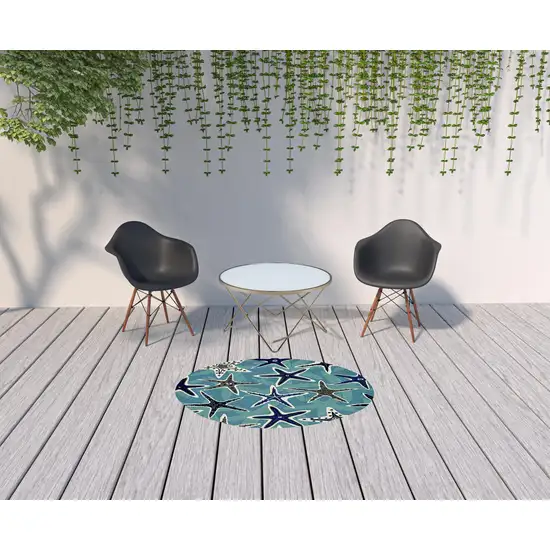 Blue Sand Dollar Indoor Outdoor Area Rug Photo 5