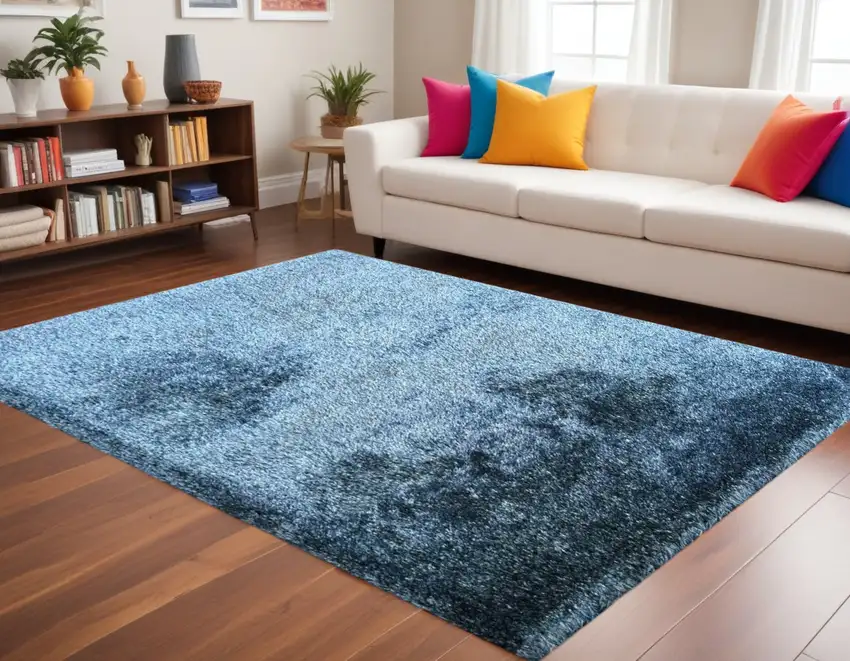 Blue Shag Hand Tufted Area Rug Photo 2