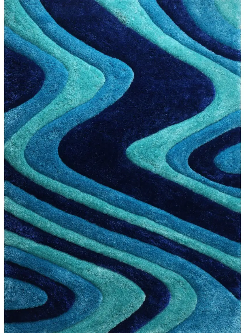 Blue Shag Hand Tufted Area Rug Photo 2