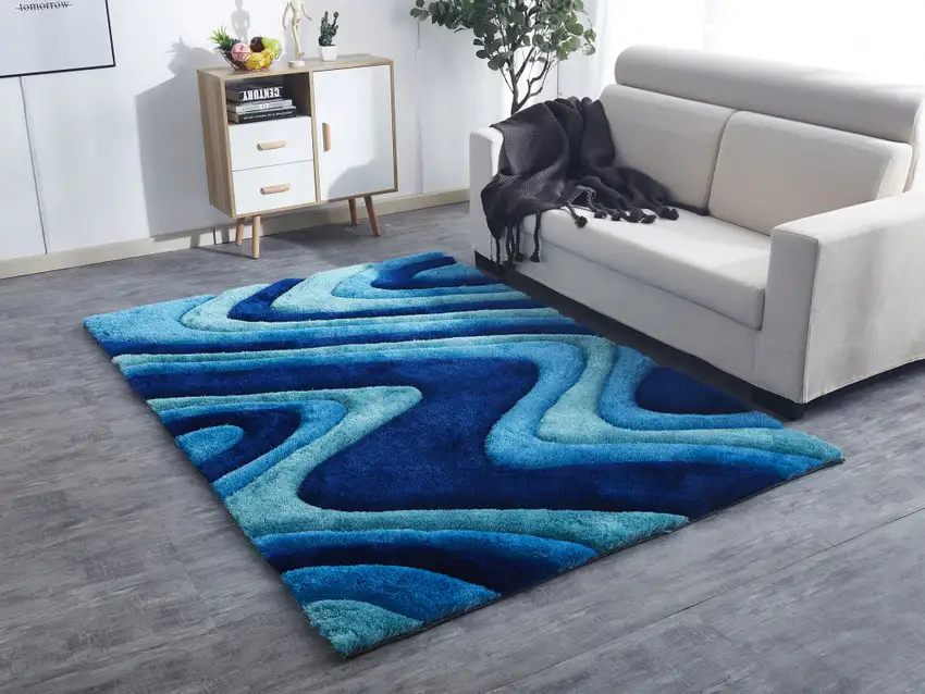 Blue Shag Hand Tufted Area Rug Photo 6