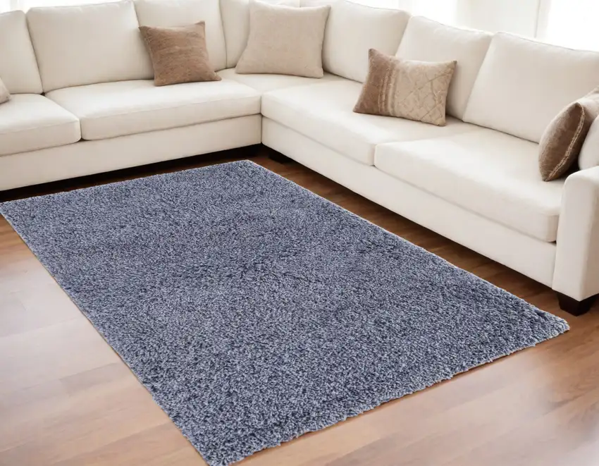 Blue Shag Hand Tufted Area Rug Photo 2
