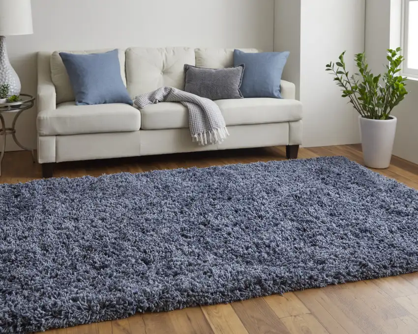 Blue Shag Hand Tufted Area Rug Photo 9