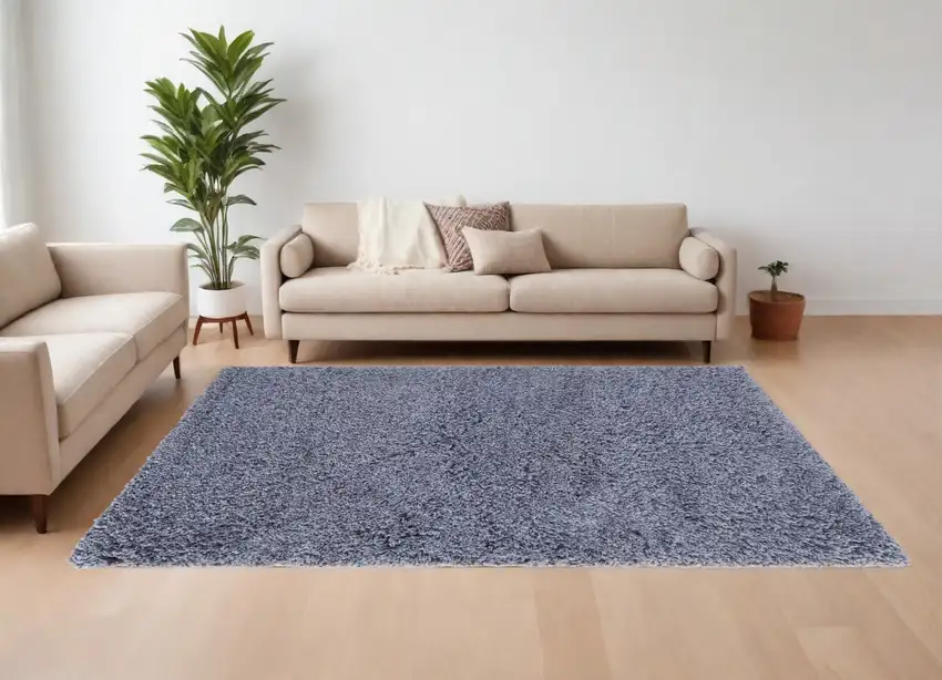 Blue Shag Hand Tufted Area Rug Photo 2