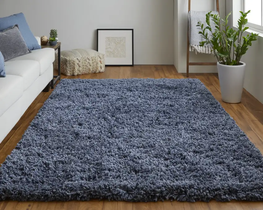 Blue Shag Hand Tufted Area Rug Photo 9