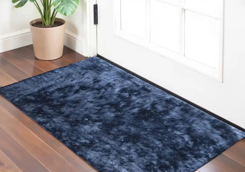 Blue Shag Hand Tufted Area Rug Photo 2