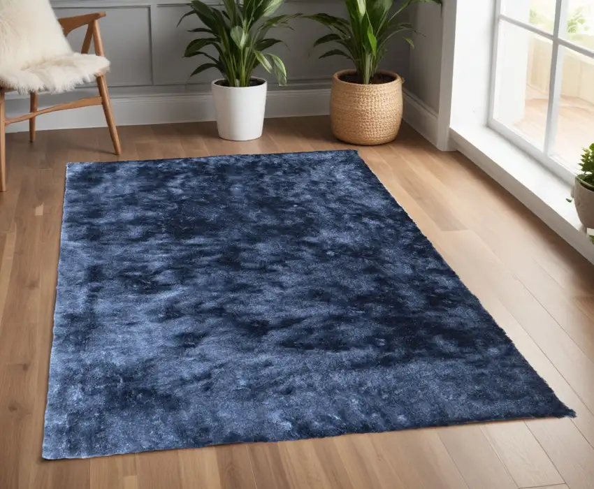 Blue Shag Hand Tufted Area Rug Photo 1