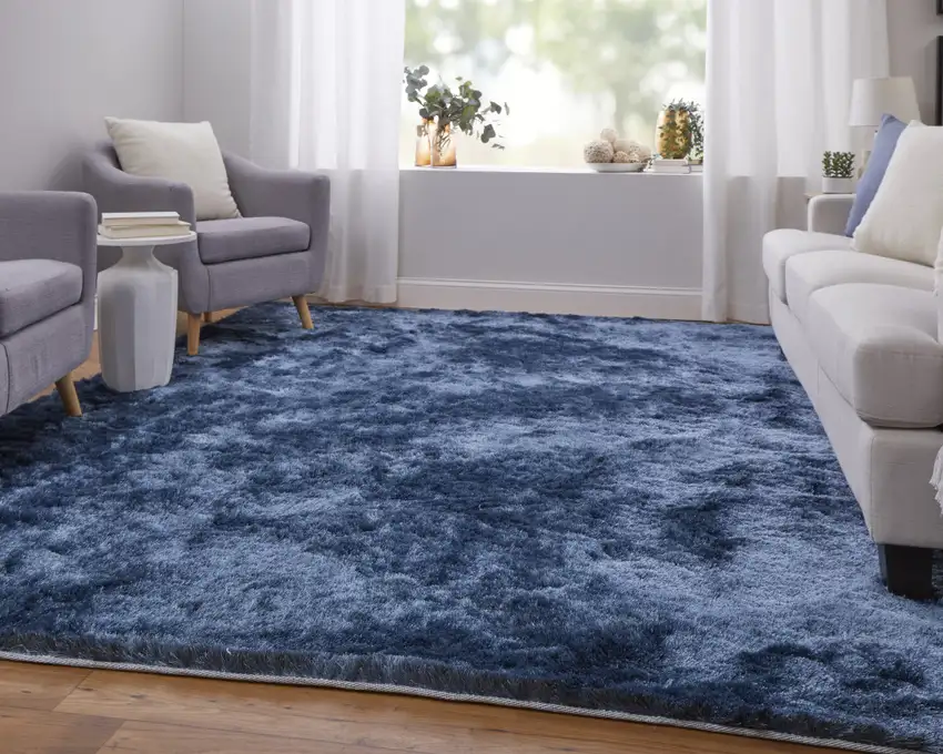 Blue Shag Hand Tufted Area Rug Photo 9