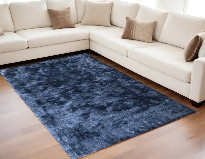 Blue Shag Hand Tufted Area Rug Photo 1