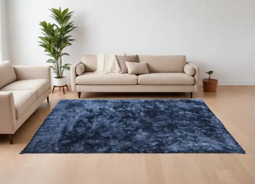 Blue Shag Hand Tufted Area Rug Photo 2