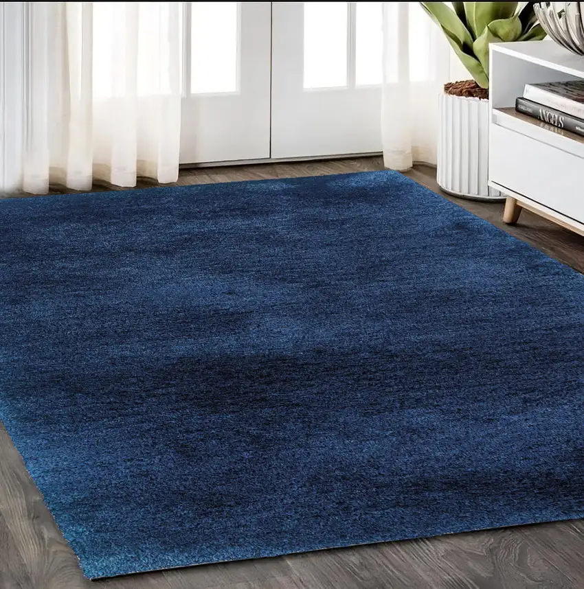 Blue Shag Hand Tufted Area Rug Photo 1