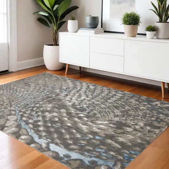 Blue And Gray Geometric Area Rug Photo 1