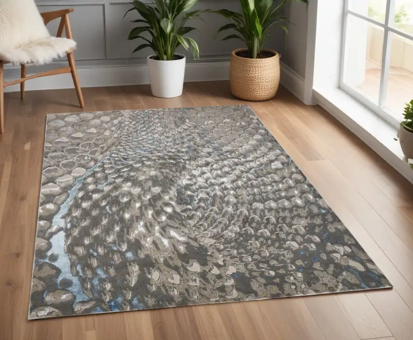 Gray Geometric Non Skid Area Rug Photo 1