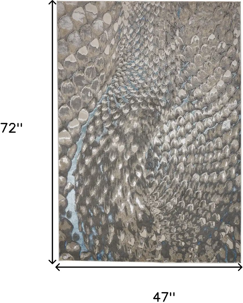 Blue Silver And Gray Geometric Area Rug Photo 10