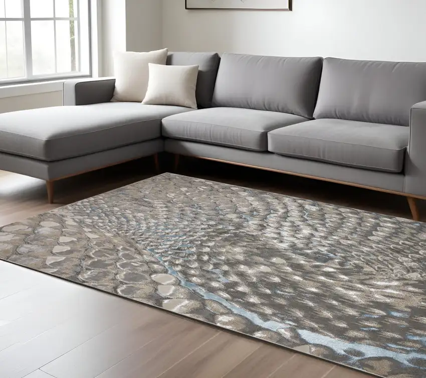 Gray Geometric Non Skid Area Rug Photo 1