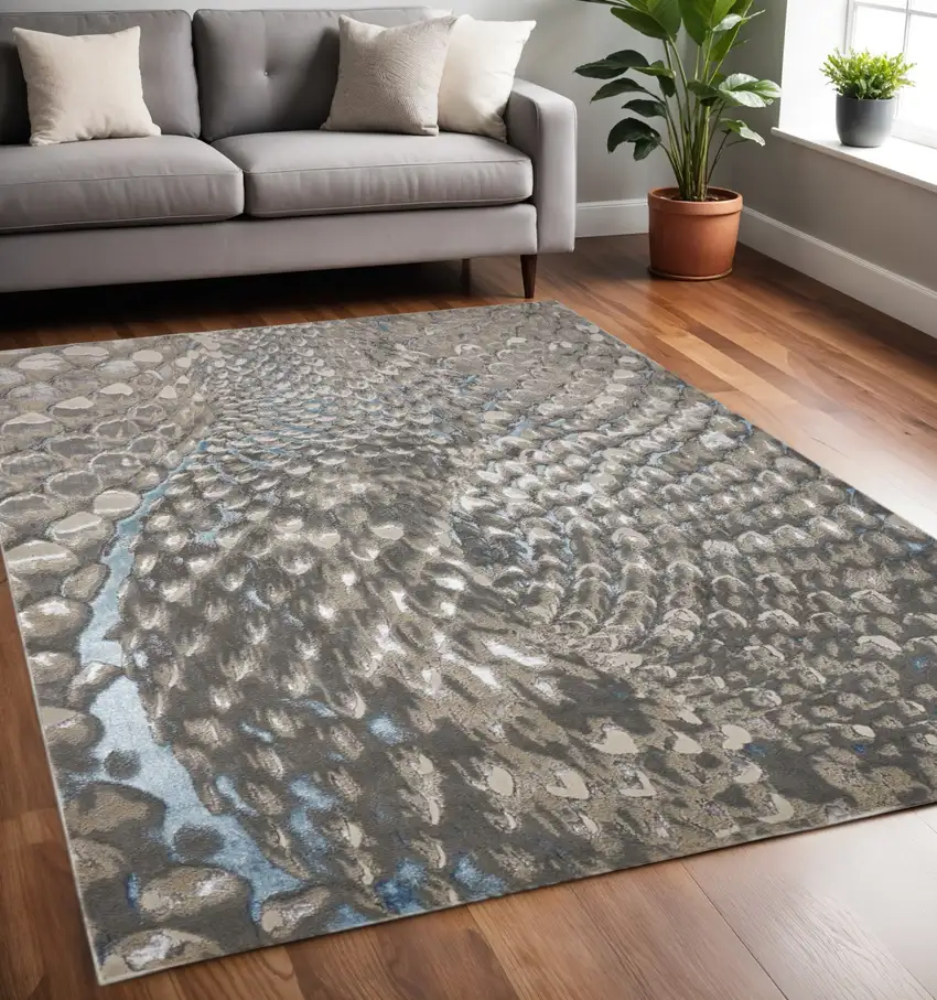 Blue And Gray Geometric Area Rug Photo 1