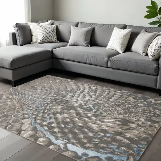 Blue And Gray Geometric Area Rug Photo 1