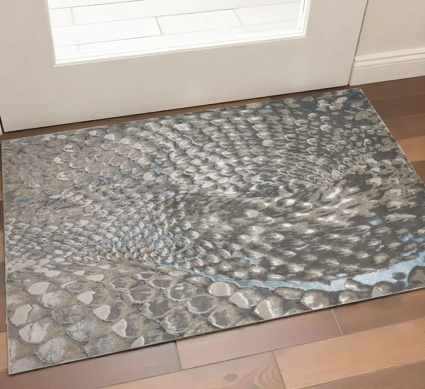 Blue And Gray Geometric Area Rug Photo 1