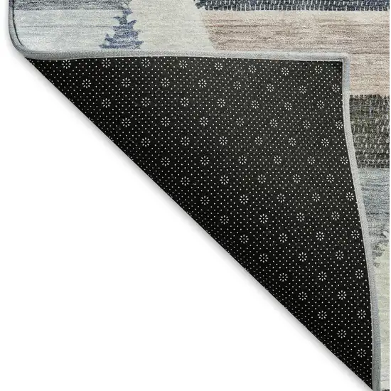 Blue Silver And Gray Geometric Washable Area Rug With UV Protection Photo 5
