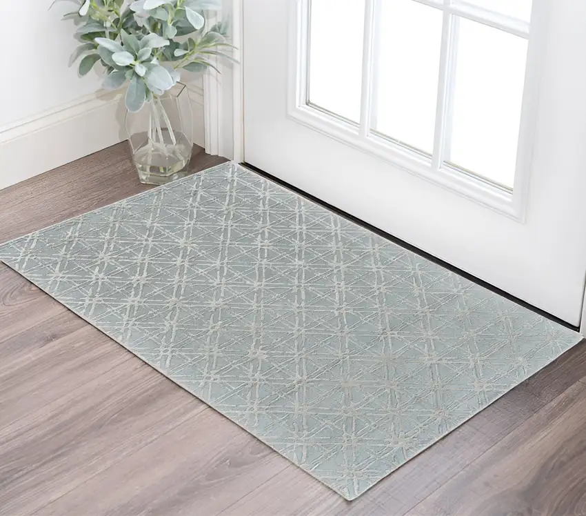 Gray Wool Abstract Hand Tufted Area Rug Photo 1