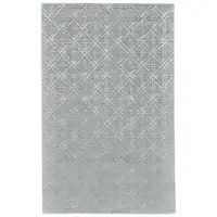 Photo of Blue Silver And Gray Wool Abstract Tufted Handmade Area Rug