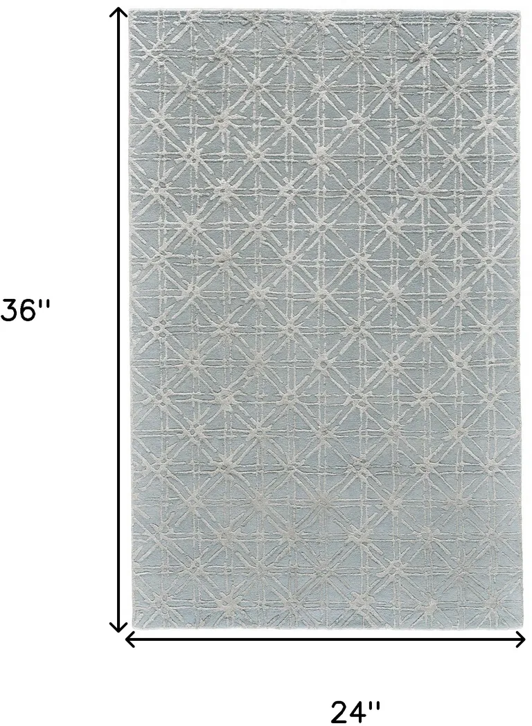 Blue Silver And Gray Wool Abstract Tufted Handmade Area Rug Photo 5