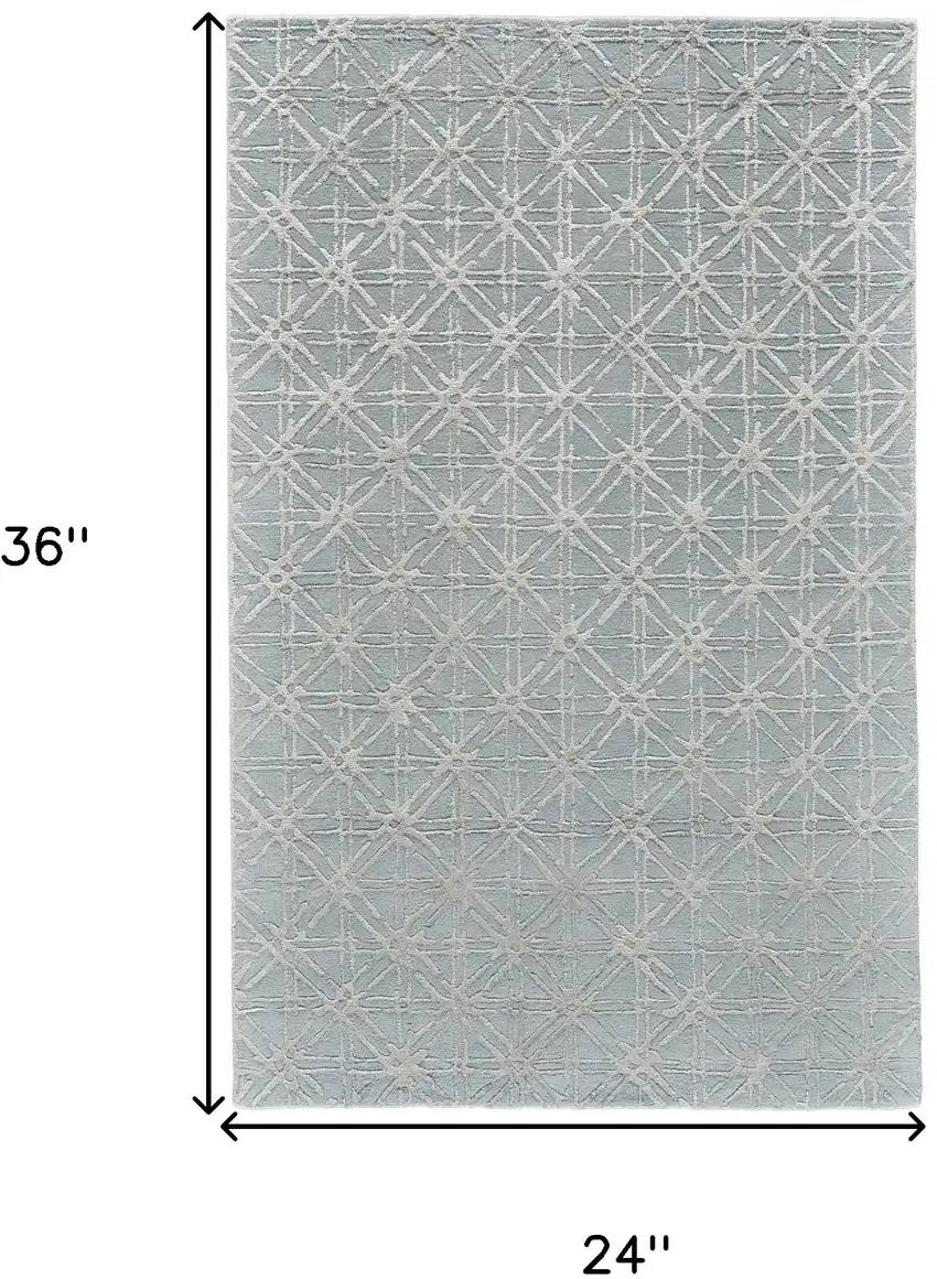 Blue Silver And Gray Wool Abstract Tufted Handmade Area Rug Photo 6