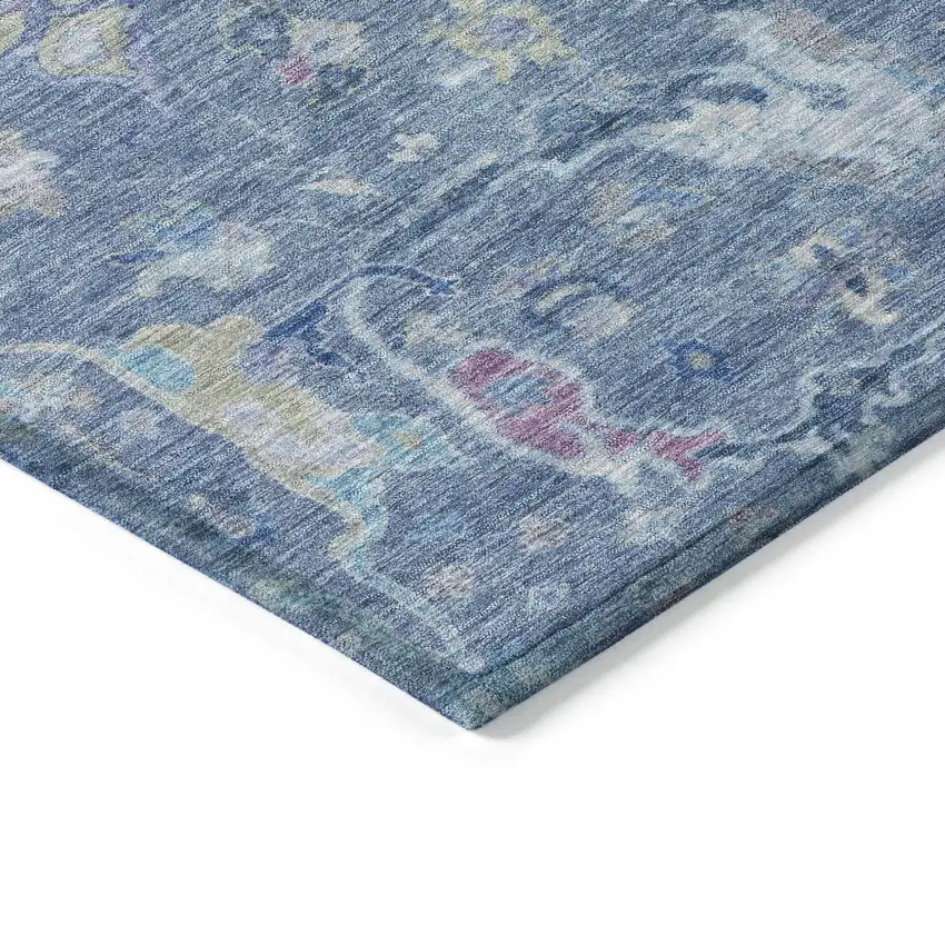 Blue Sky Blue And Ivory Floral Washable Indoor Outdoor Area Rug Photo 5