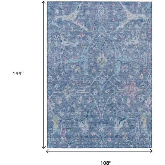 Blue Sky Blue And Ivory Floral Washable Indoor Outdoor Area Rug Photo 3