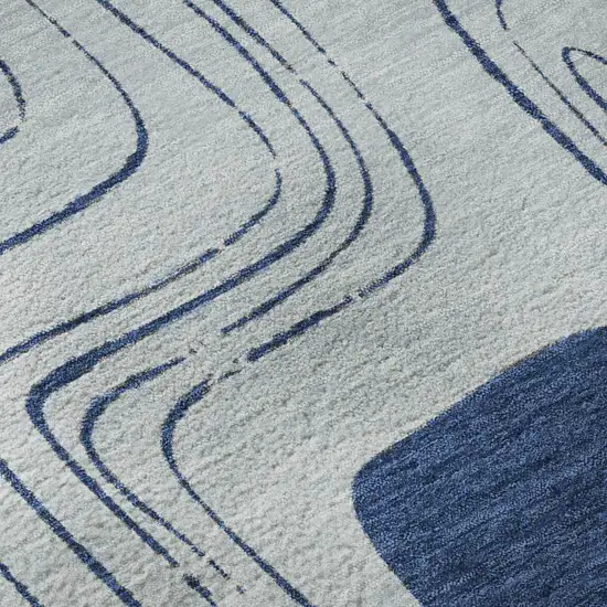 Blue Sky Blue And Ivory Geometric Washable Area Rug With UV Protection Photo 7