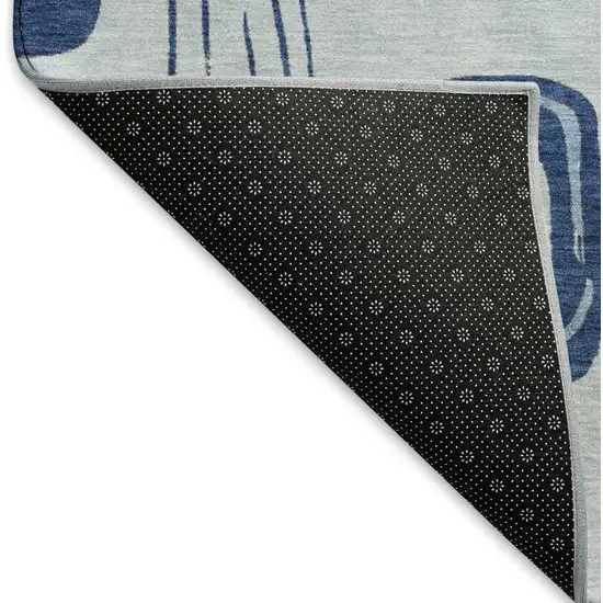 Blue Sky Blue And Ivory Geometric Washable Area Rug With UV Protection Photo 4